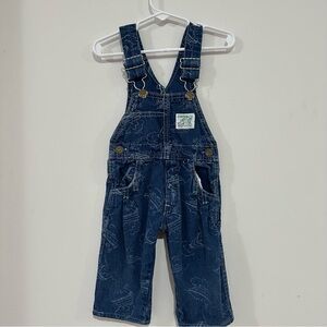 Vtg 70’s Oshkosh Bibbed Overalls Size 2T Ship Print RARE EUC